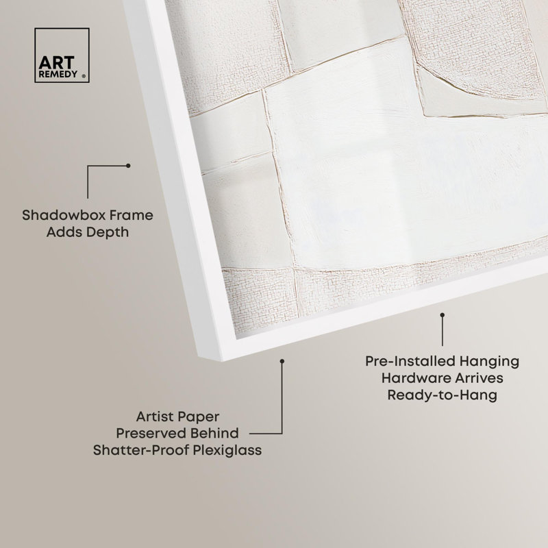 «Veiled Calm Shadowbox Print», art mural tendance par Art Remedy, H 21 po x l 31 po, Blanc