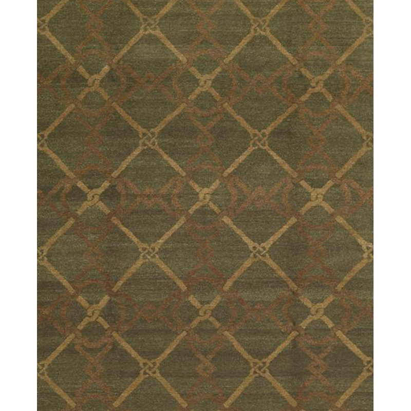 Wool Geometric Area Rug in Green, Rectangle 10'2" x 14'6"