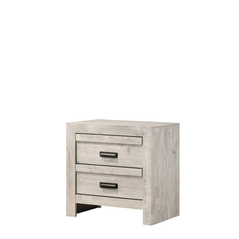 2 Nightstand With Rustic Style - Beige Gray Bedroom Furniture Contemporary