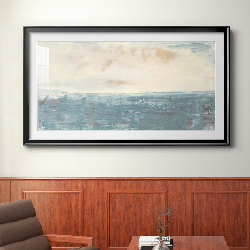 Peace and Calm III - Peinture encadrée, Impression encadrée avec passe-partout, H 22,5 po x l 42,5 po, Noir