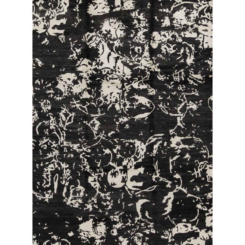 Hand-Knotted High-Quality Black Area Rug