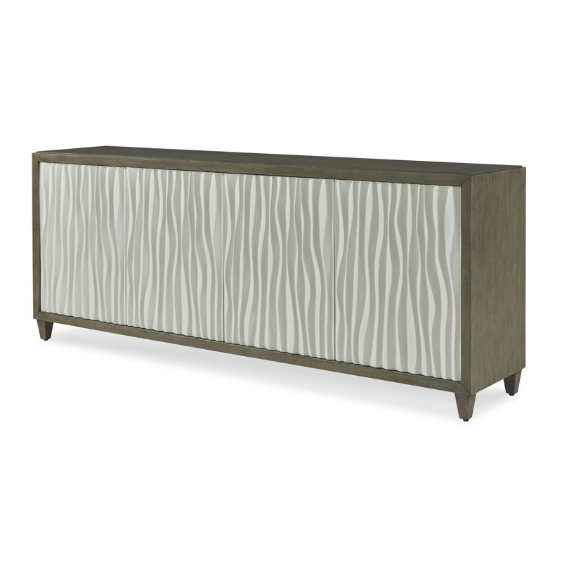 Russo 84'' W Solid Wood Sideboard, Greige/White/Gray