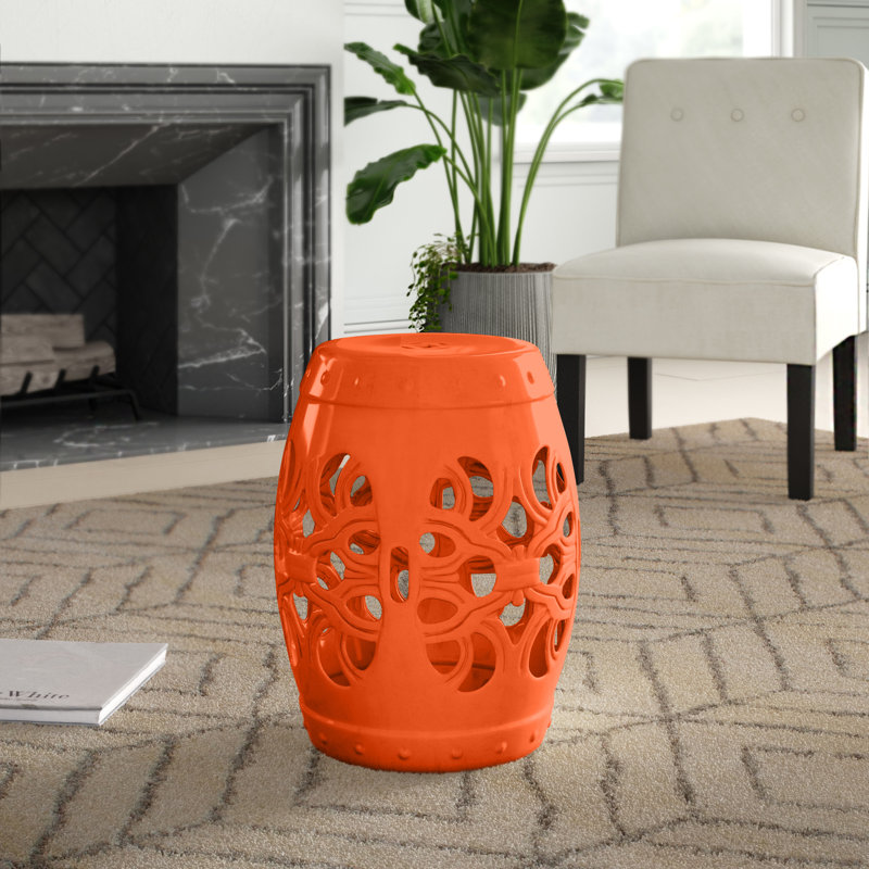 Tabouret de jardin en céramique Twedt, Orange