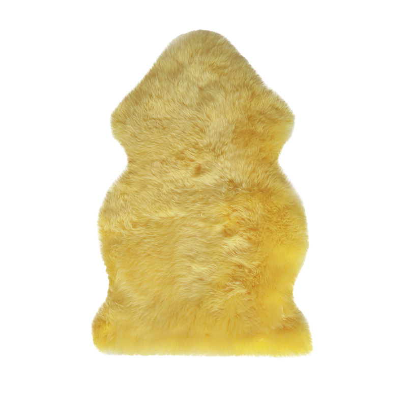 Tapis jaune en peau de mouton Haghni