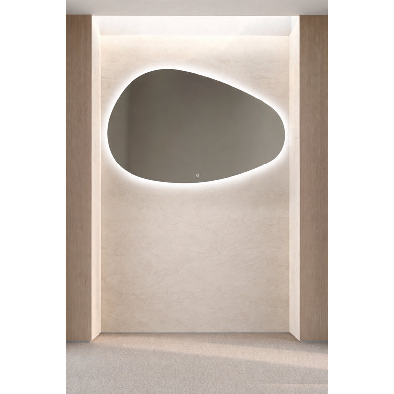 Modern Organic Led Bathroom Mirror – 29.5" W X 46.5" H – Copper-free Silver Glass With Backlit Glow