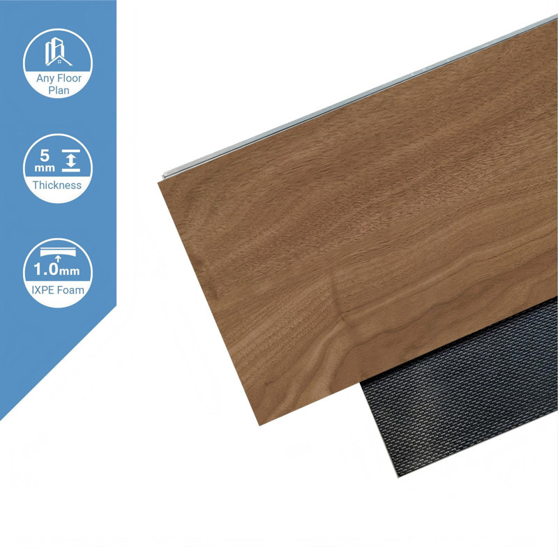 7.17 In. X 48 In. 12Mil 5Mm Waterproof SPC Rigid Core Luxury Vinyl Plank Flooring, Red Oak