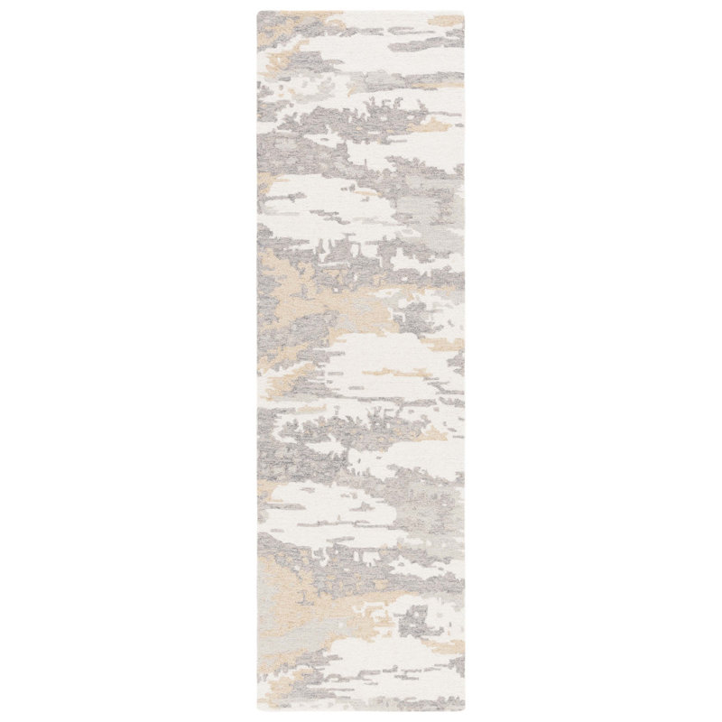 Abstract Hand Tufted Wool Abstract Rug, Runner 2'3" x 8'