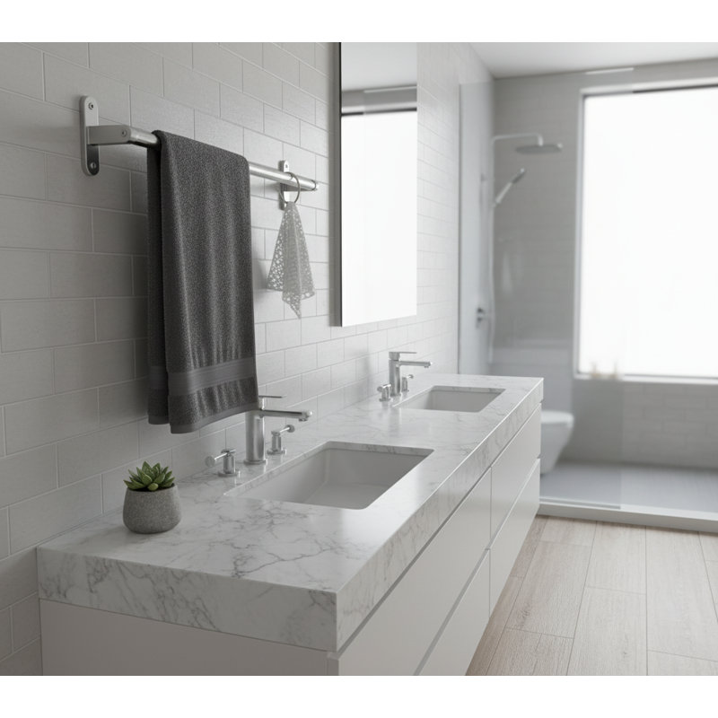 Porte-serviettes mural antirouille 24 po, barre de rangement robuste pour rangement de salle de bain, Nickel brossé