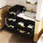 Modern Black Wall Mounted Side Cabinet With 12-Inch Width, Drawers For Bathroom And Living Room, Iron Handles, Subtle Stripe Carving Added Charm Depth, Construction, Elegant Design-87511929
