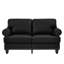 Canapé moderne de 151 cm (59,5 po) en cuir de vache noir, clous argentés sur les accoudoirs ronds, structure en bois massif, coussin d'assise en mousse haute densité, housse amovible, rangement de style classique, ressorts ensachés