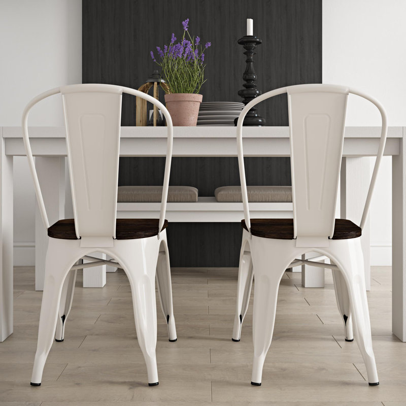 Arzola 44.4cm H Slat Back Stacking Side Chair, White