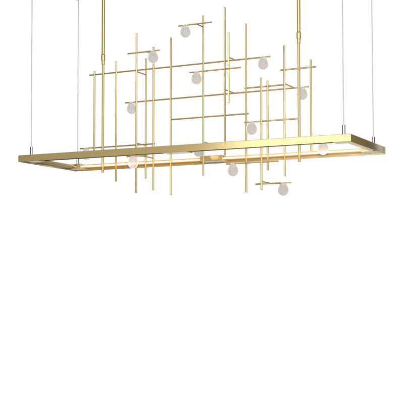 Four Seasons Spring Kitchen Island Linear LED Pendant, Long, Modern Brass