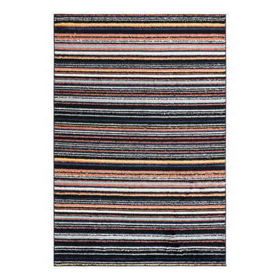 Tapis rayé noir / orange / blanc Prentice
