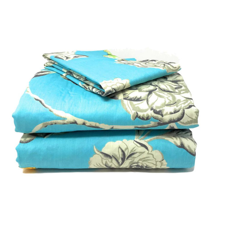 Butterfly 100% Cotton Jersey Knit Floral Fitted Sheet, Twin Fitted Sheet with 1 Pillowcase