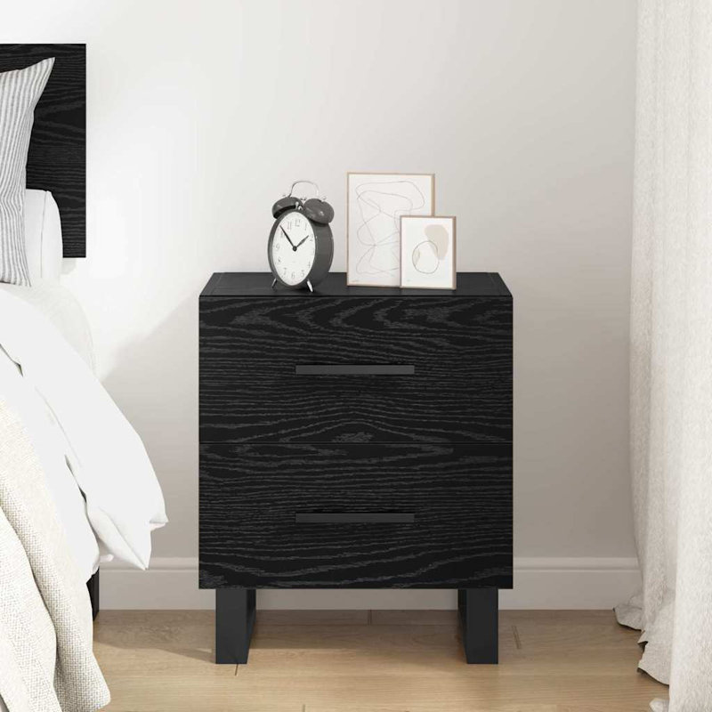Bedside Cabinet 40 X 35 X 47.5 Cm Engineered Wood, Black Oak