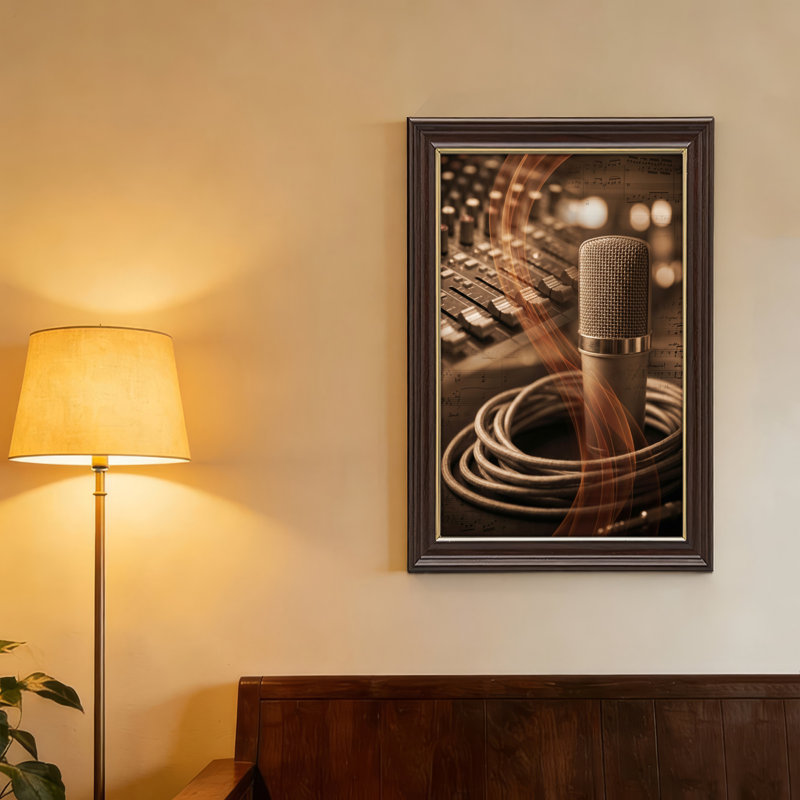 Art mural antique sur toile encadré doré pour le salon, la chambre à coucher, le bureau ou le vestibule - Décoration murale décorative avec studio de musique