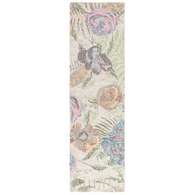 Jonson Tufted Wool/Cotton Performance Floral Rug in Green/Pink
