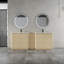 Meuble-lavabo autoportant de 213 cm avec lavabo en céramique blanche, 1 petite armoire de rangement et porte à fermeture douce-609190857