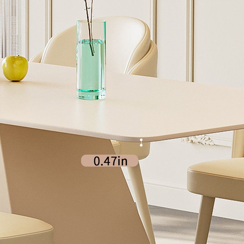 Ensemble de table à dalle de roche moderne et simple de style crème, H 29,52 po x L 55,11 po x l 31,49 po, 7