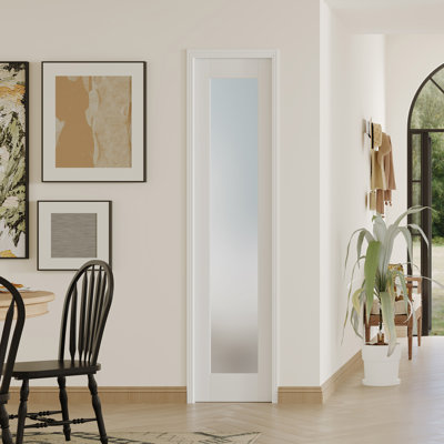 1 Lite Frosted Glass Interior Door Slab – MDF/Pine Frame with Adjustable Jamb & Prehung-Style Hinges (Door & Frame Ship Separately)