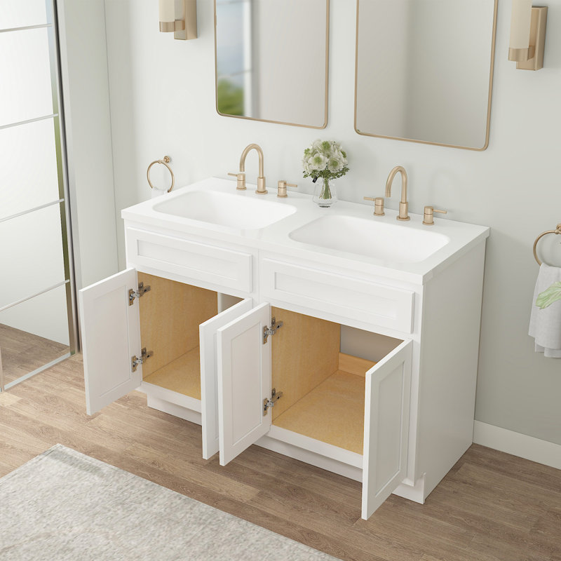 Base de meuble-lavabo double 48 po seulement, Blanc