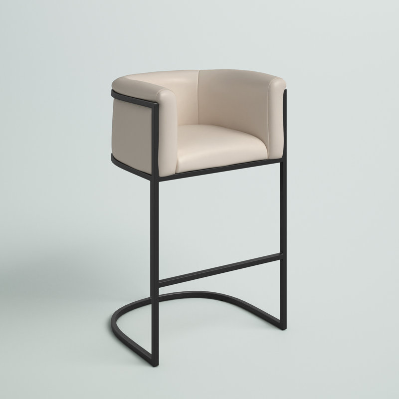 Tabouret de bar Cosmopolitan Mid-Century, Crème, crème, Tabouret de comptoir (siège d'une hauteur de 25,5