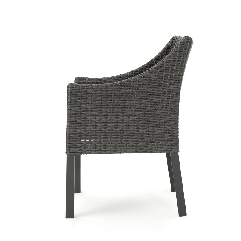 Arevalo 4 - Person Wicker Patio Dining Set with Round Table, Gray