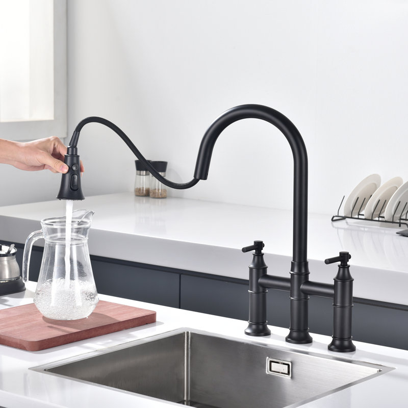 Robinet de cuisine rétractable Sumerain SWF6119PQ-XX, Noir mat