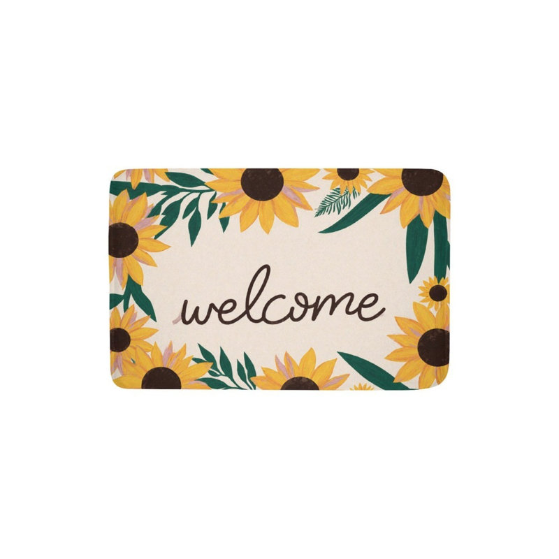 Tapis pour salle de bain Sunflower Wreath Welcome, 16 x 24