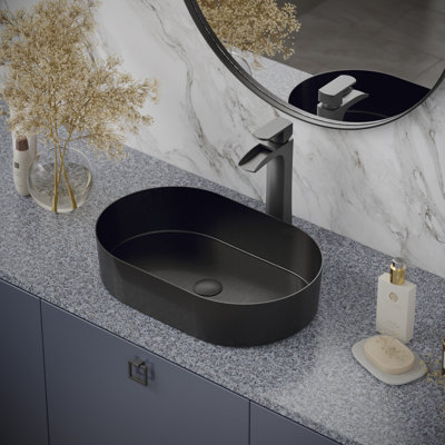 Lavabo de salle de bain vasque ovale en acier inoxydable 13,75 po Karran Cinox