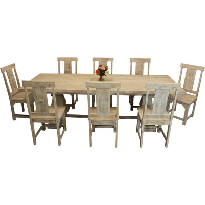 Kasahn 8 - Person Solid Wood Solid Wood Top Double Pedestal Dining Set