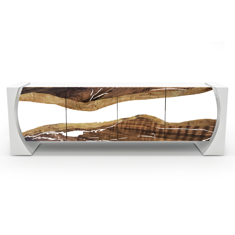 210cm Sideboard, White/Brown
