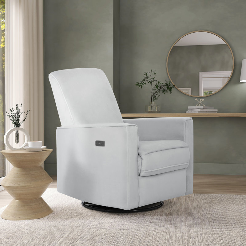 Greenguard Gold Certified Upholstered Swivel Reclining Glider, Gray