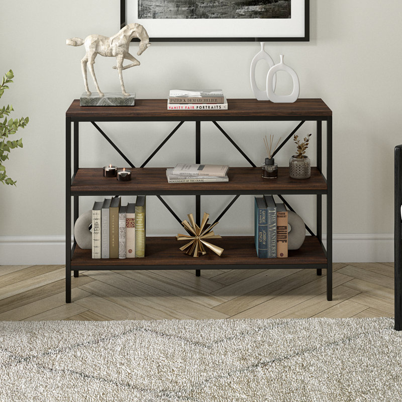 Kira Console Table with Shelves, 30" H x 42" W x 11.75" D, Brown