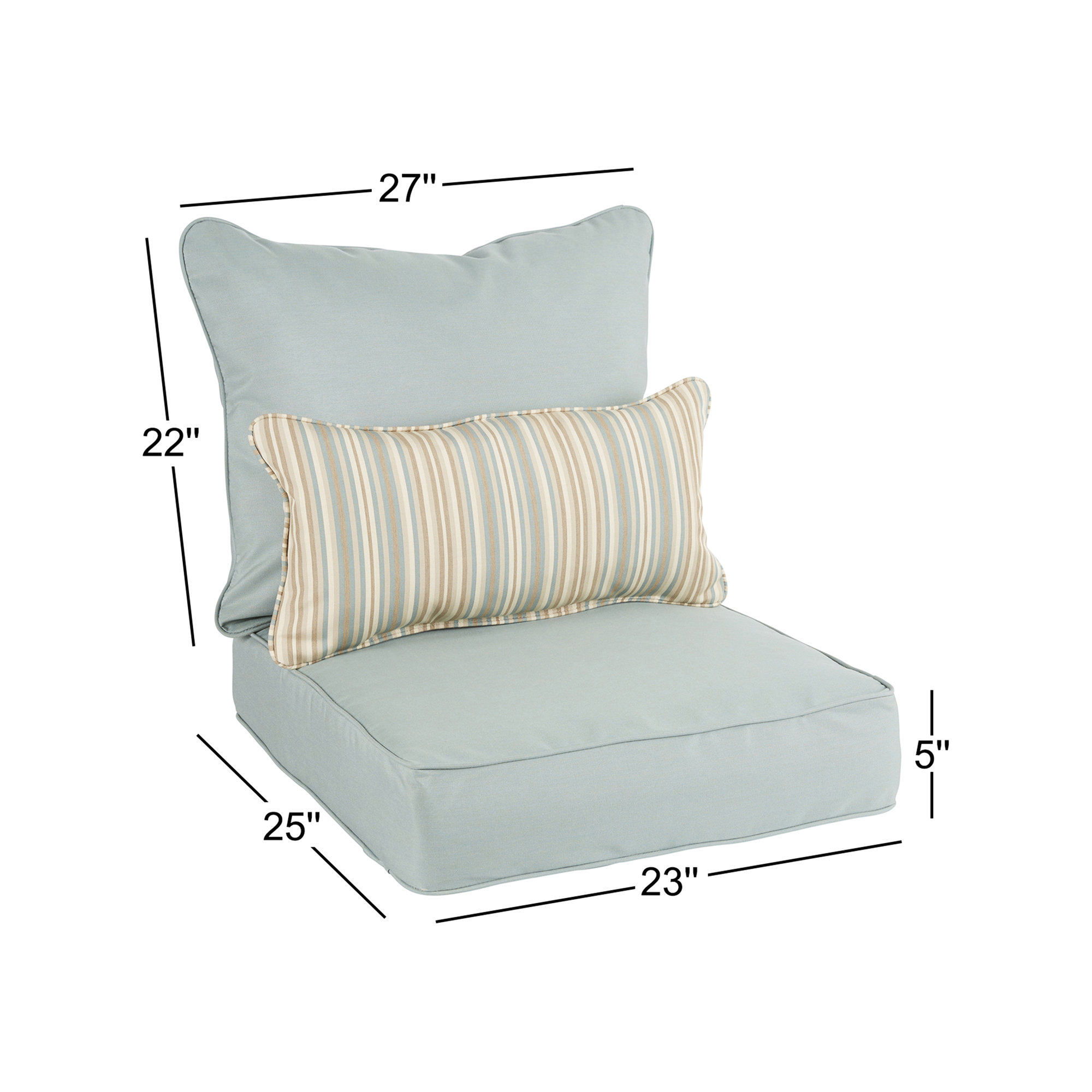 Outdoor Sunbrella Seat/Back Cushion, 27" W x 25" D, Canvas Black Sunbrella® Canvas