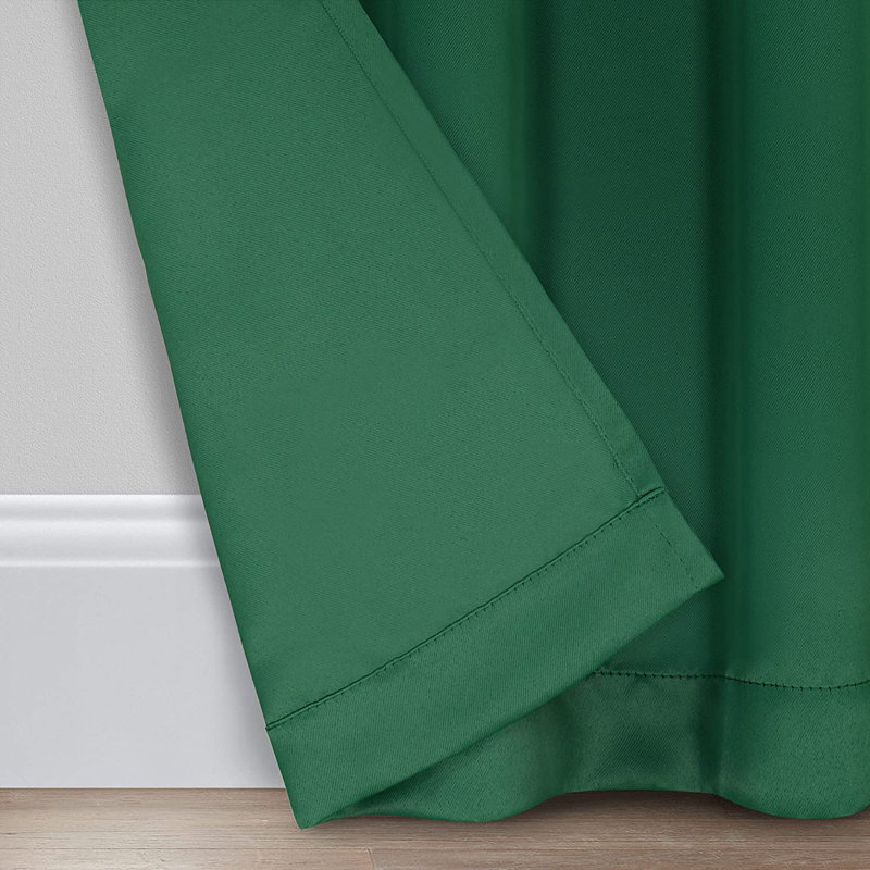 Eclipse Blackout Curtains, Darrell Thermaweave Rod Pocket 37 in x 63 in Curtain Panel in Emerald, Emerald, 37" W x 63" L