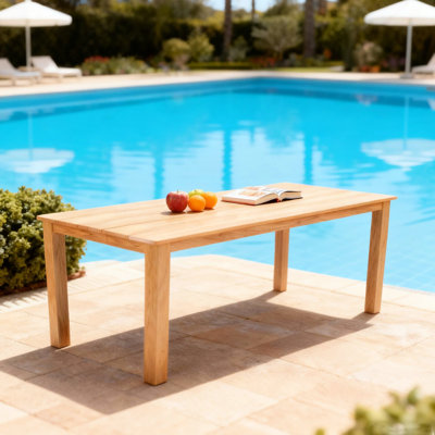 Table de salle à manger en bois 68,9 pouces, matériau de hanches, trou de parasol, idéal pour les espaces extérieurs et intérieurs