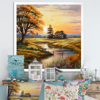 «Countryside Cottage by the River», reproduction sur toile