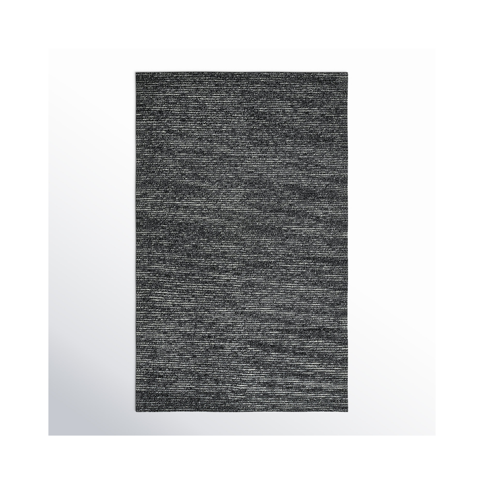 Handmade Wool Black Rug, Rectangle 5' x 8'