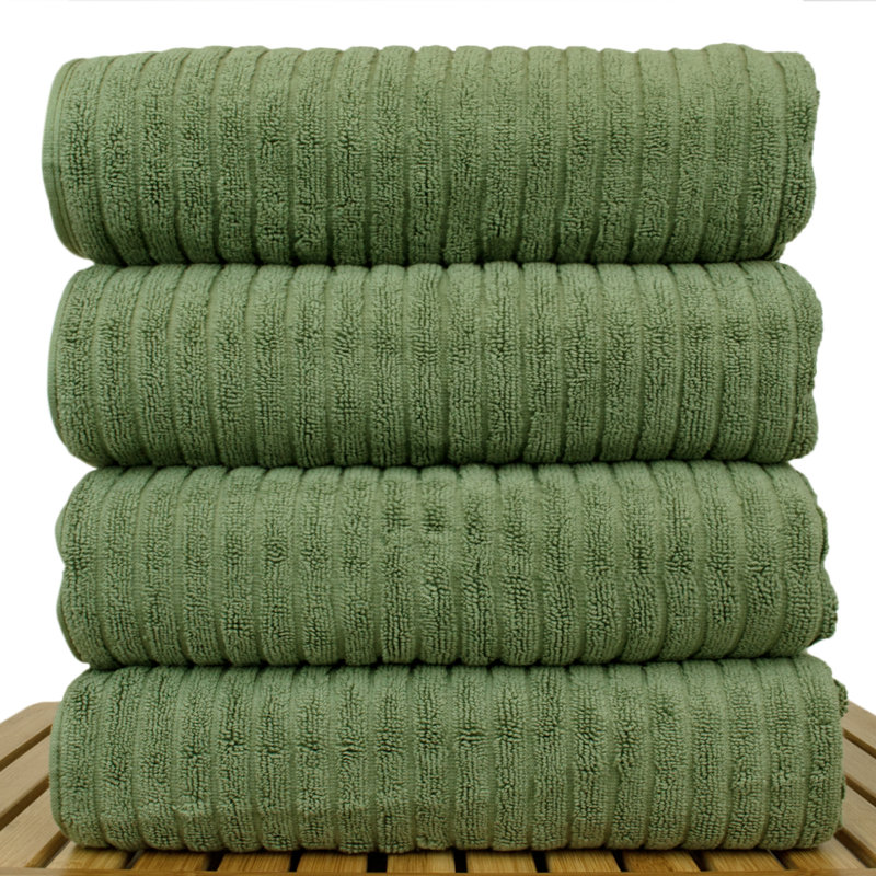 Serviette de bain en coton Metivier, Mousse