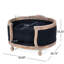 Lit moyen pour animaux de compagnie en tissu bleu marine, esthétique contemporaine avec coutures en losange et structure en bois de bouleau, 22,4 lb
