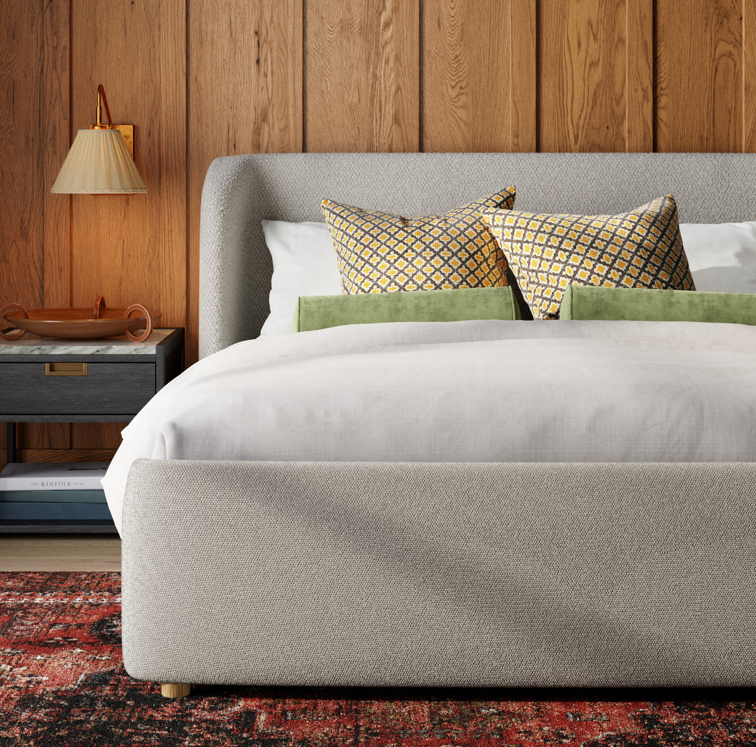 Kris Wingback Bed, King, Whipped Honey Linen Blend