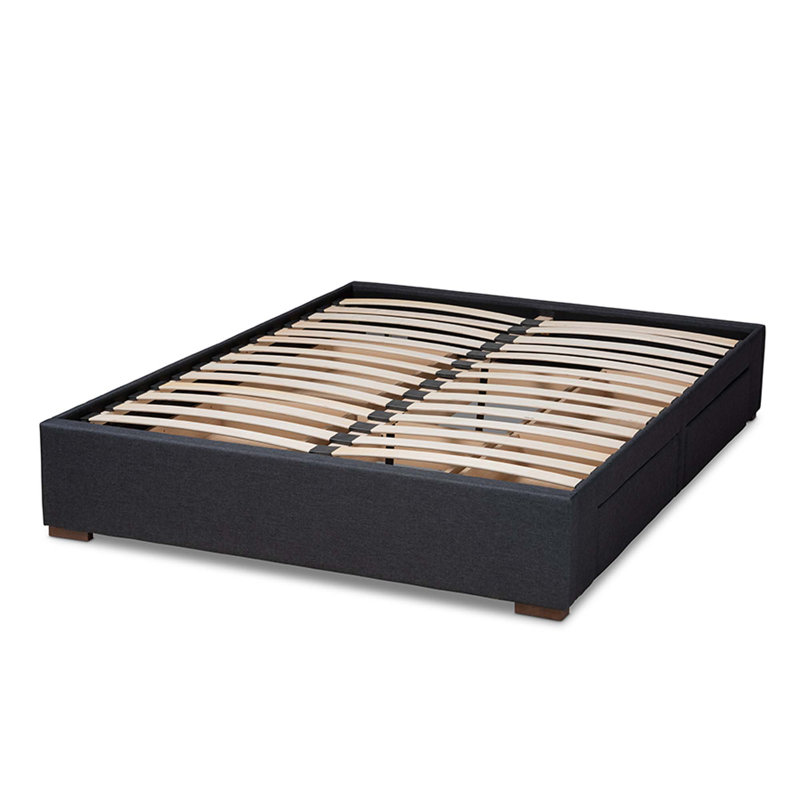Lit plateforme tapissier avec rangement à profil bas Hewson, Très grand, Anthracite