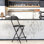 Tabouret de bar pliant rembourré en vinyle 38 po avec repose-pieds, hauteur de siège 24 po