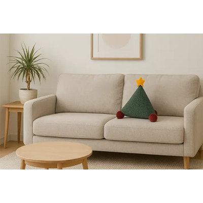 Coussin décoratif festif vert sapin de Noël 12 po x 12 po 