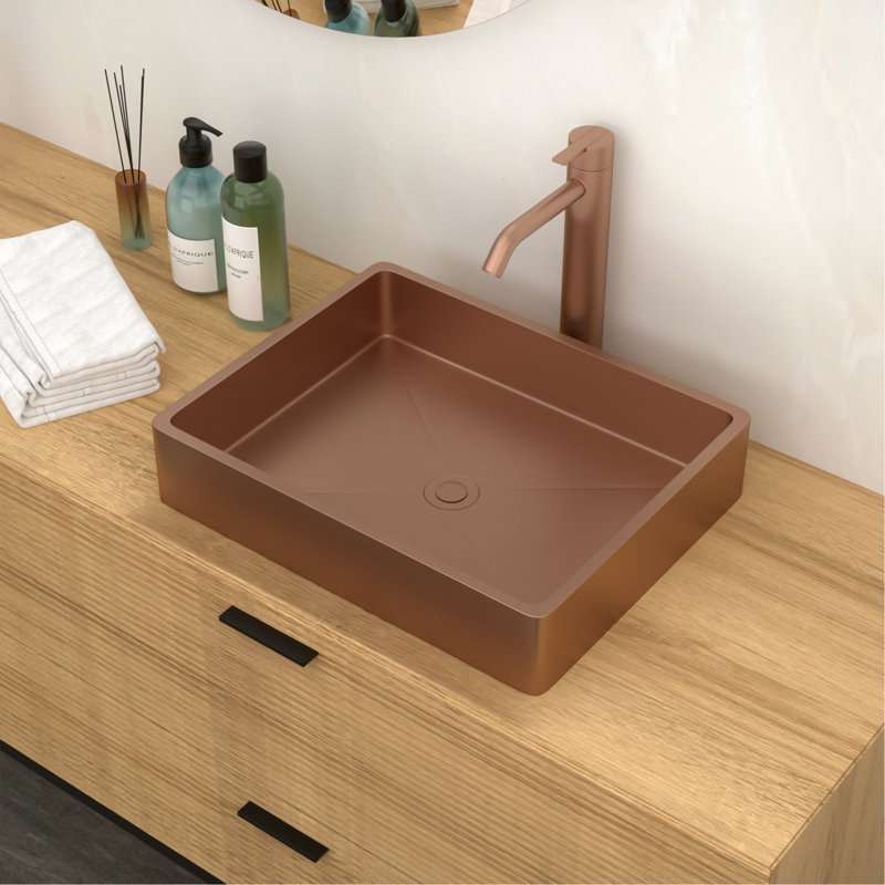 Lavabo de salle de bain en acier inoxydable avec bonde escamotable