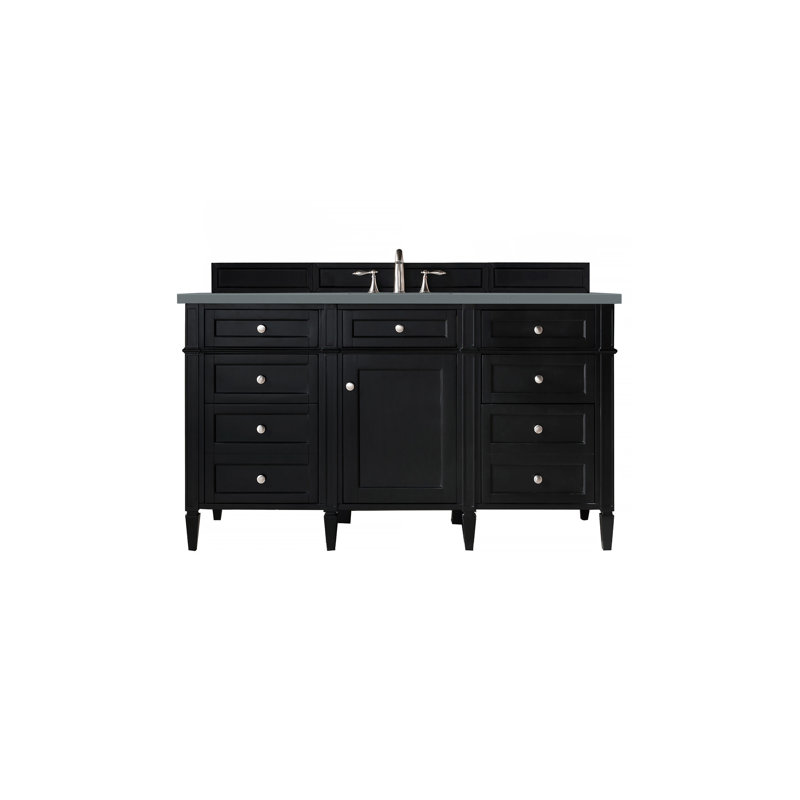 Meuble-lavabo simple 60 po Dussault, Pierre de savon anthracite, Noir onyx, 8 po