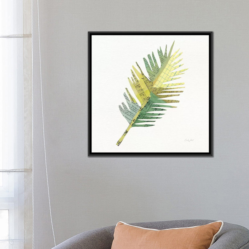 «Tropical Fun Palms I», impression sur toile, H 26 po x l 26 po x P 1,5 po, Toile avec cadre noir, Pas de tapis