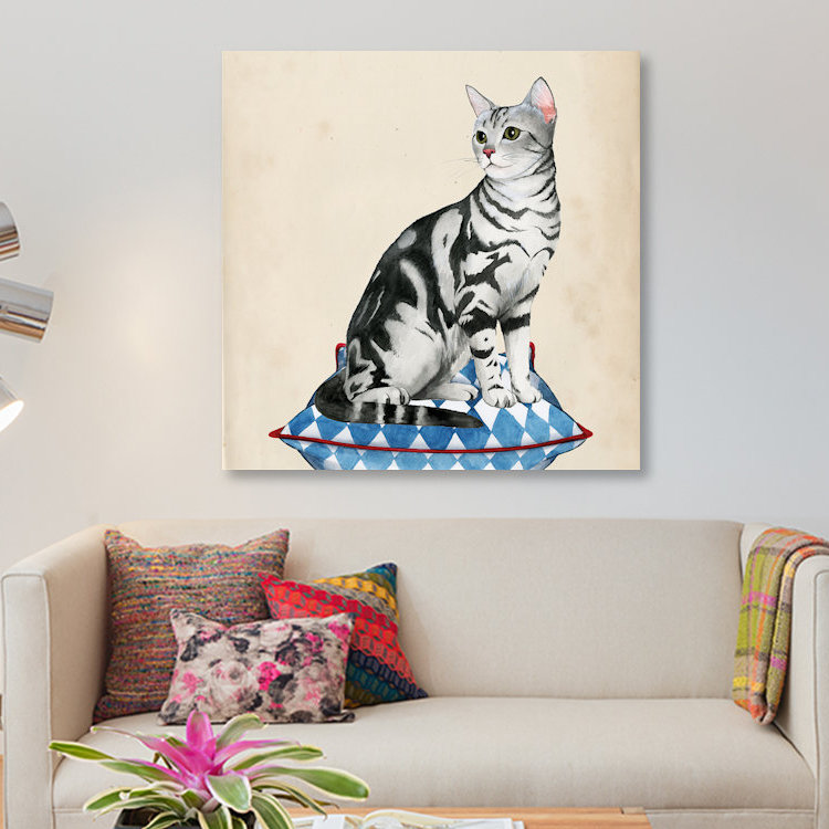 «Lady Cat I», impression sur toile, H 12 po x l 12 po x P 1,5 po, Toile tendue, Pas de tapis