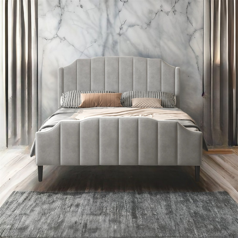 Grand lit plateforme, gris